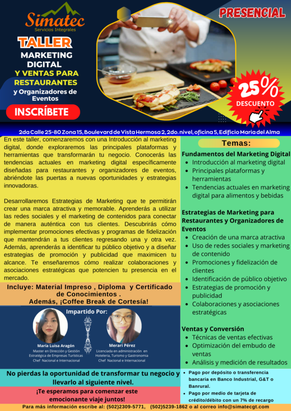 Taller Marketing Digital para Restaurantes y Organizadores de Eventos